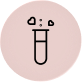 Round pink badge with a simple cartoon face: two dot eyes, small triangular nose, and tall U-shaped open mouth.